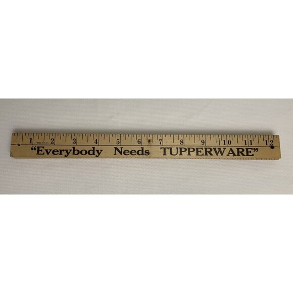 Vintage Wooden Folding Yardstick 36" Everybody Needs Tupperware Ruler USA Made - Picture 3 of 11